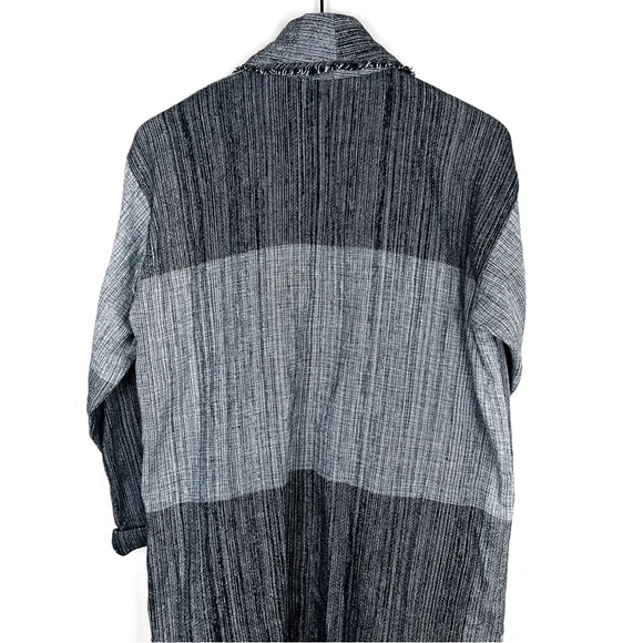 Eileen Fisher Hazy Blocks Shawl Collar Long Jacket - Picture 12 of 15